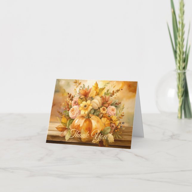 Autumn Theme Floral Bouquet  Thank You Card (Front)