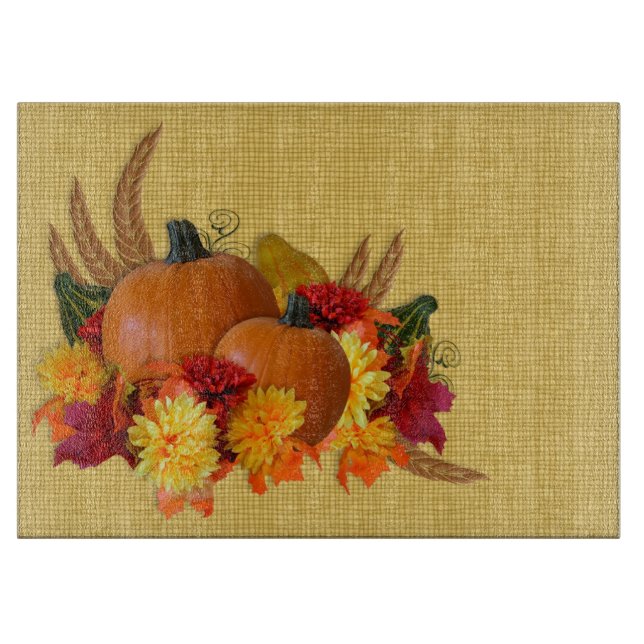 Autumn theme glass cutting board (Front)