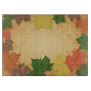 Autumn theme glass cutting board