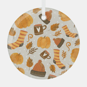 Autumn Theme Seamless Tile Pattern Glass Tree Decoration