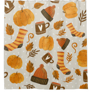 Autumn Theme Seamless Tile Pattern Shower Curtain
