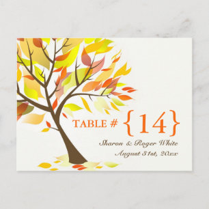 Autumn Theme Wedding Table Number Seats Cards