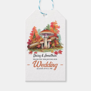 Autumn theme with mushroom watercolor wedding gift tags