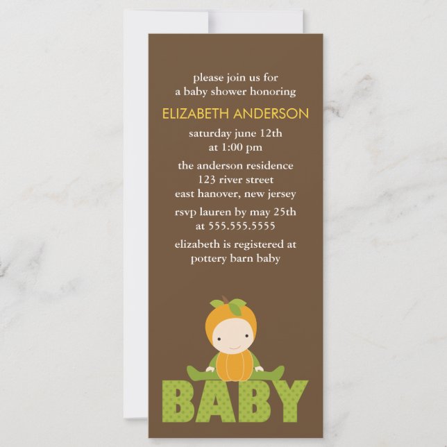 Autumn Themed Baby Shower Invitation (Front)