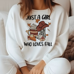AUTUMN THEMED WESTERN JUST A GIRL WHO LOVES FALL SWEATSHIRT