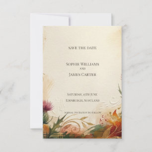 Autumn Thistle Wildflower Save the Date Card