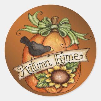 Autumn thyme classic round sticker