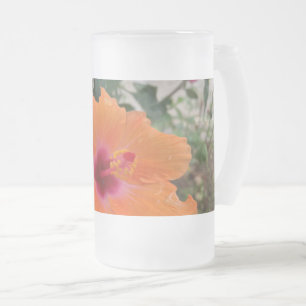 Autumn torn petals frosted glass beer mug