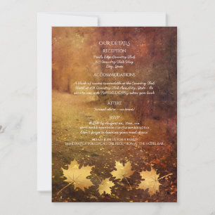 autumn trail falling maple leaves wedding details 