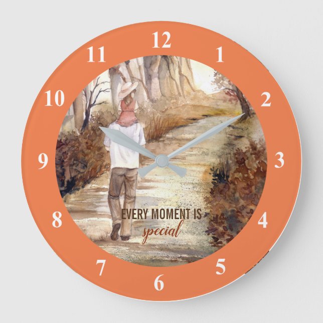 Autumn Trail Watercolor Painting Large Clock (Front)