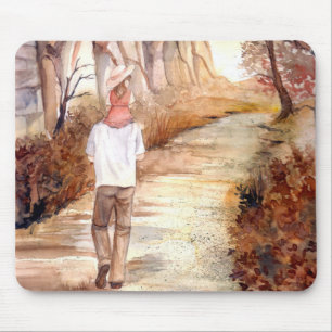 Autumn Trail Watercolor Painting Mouse Mat