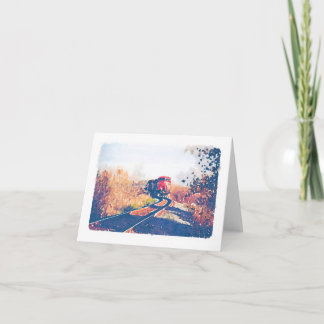 Autumn Train Watercolour Design Notecard