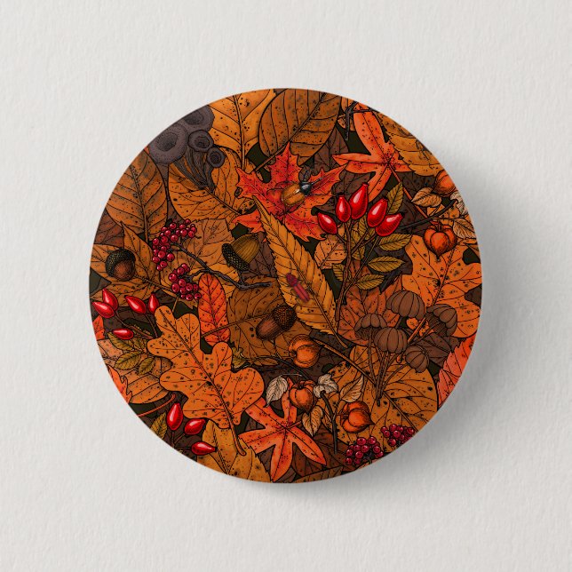 Autumn treasures 6 cm round badge (Front)