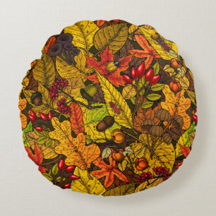 Autumn treasures round cushion