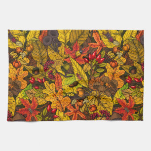 Autumn treasures tea towel