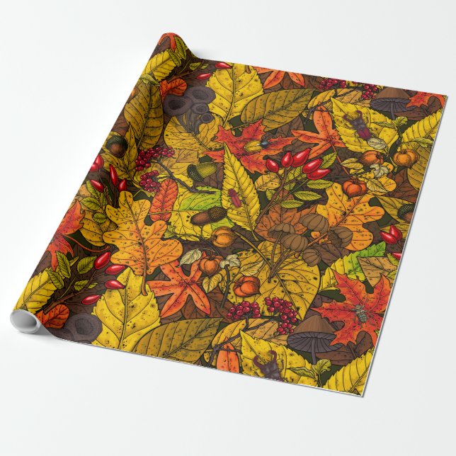 Autumn treasures wrapping paper (Unrolled)