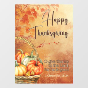 Autumn Tree 1 Chronicles 16:34 Happy Thanksgiving Window Cling