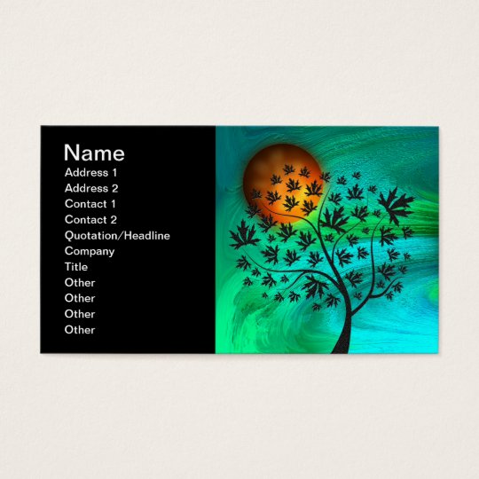 Autumn Tree and Harvest Moon Business Card