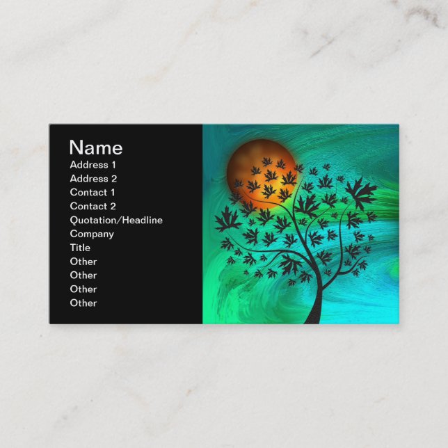 Autumn Tree and Harvest Moon Business Card (Front)