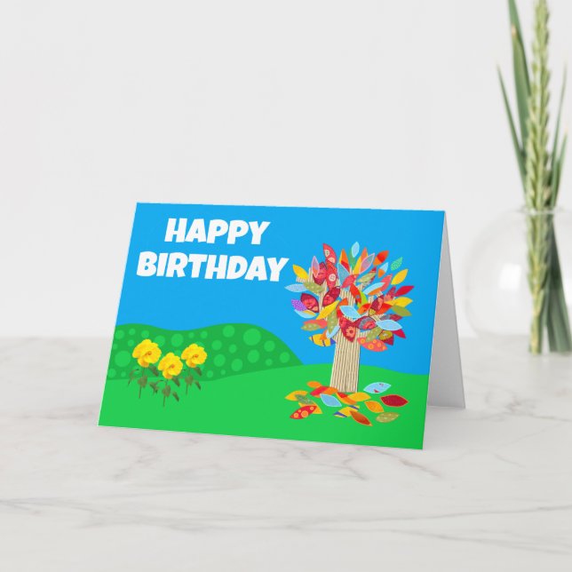 Autumn tree birthday card version 2 by Jo Images (Front)