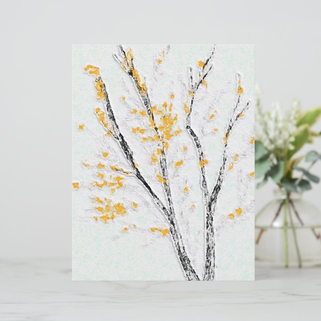 Autumn Tree Branches with Yellow Fall Leaves (Standing Front)