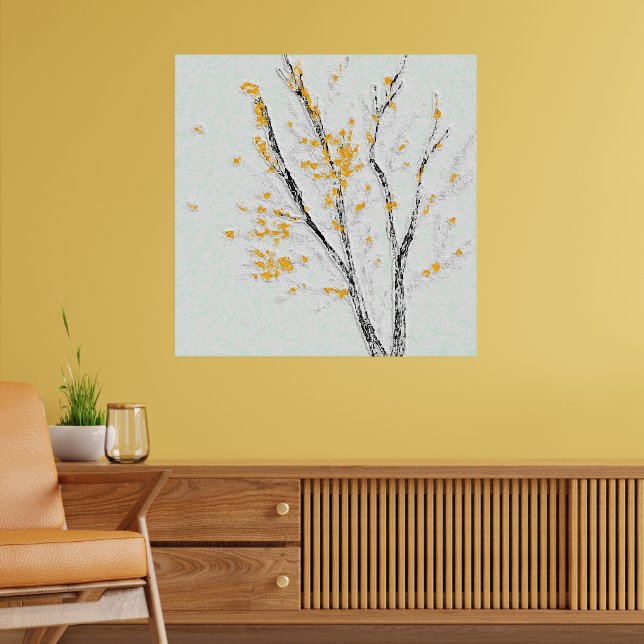 Autumn Tree Branches with Yellow Fall Leaves Poster (Living Room 2)