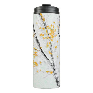 Autumn Tree Branches with Yellow Fall Leaves Thermal Tumbler
