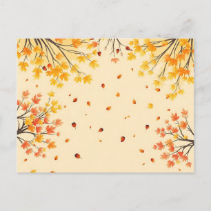 Autumn Tree Canopies Watercolor on Soft Ochre  Postcard