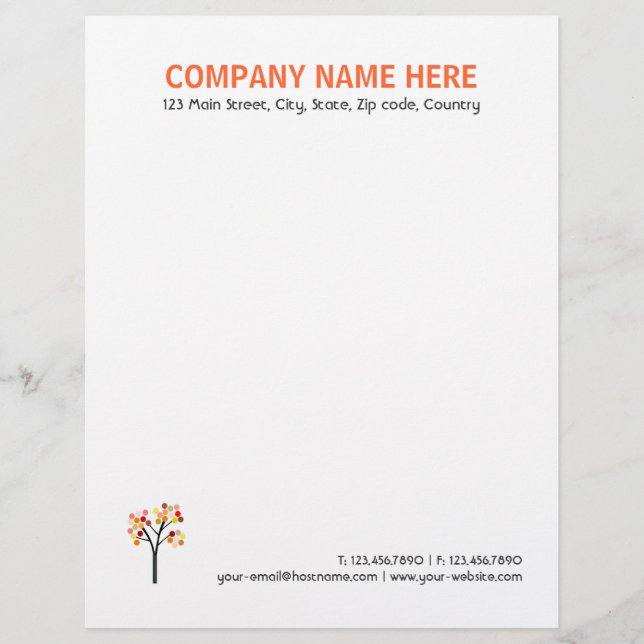Autumn Tree Customised Letterhead (Front)