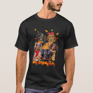 Autumn Tree Dachshund Thanksgiving Pumpkin Dog Fal T-Shirt