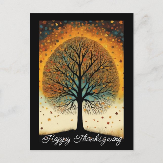 Autumn Tree Fine Art Holiday Thanksgiving Postcard (Front)