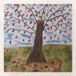 Autumn Tree Glass Coaster