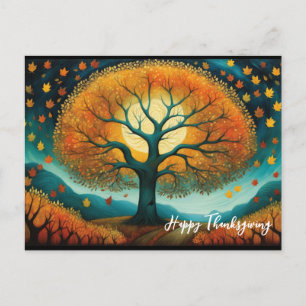 Autumn Tree Holiday Fall Thanksgiving Postcard