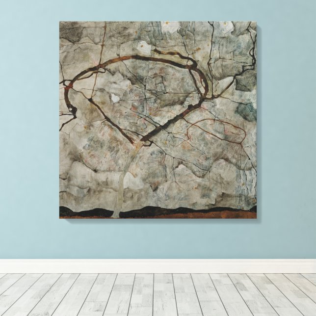 Autumn Tree in Movement by Egon Schiele Canvas Print (Insitu(Wood Floor))