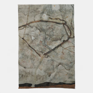 Autumn Tree in Movement by Egon Schiele Tea Towel