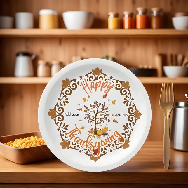Autumn Tree Mandala Fall Foliage & Thanksgiving Paper Plate (Creator Uploaded)