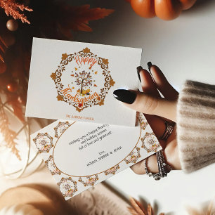 Autumn Tree Mandala Fall Foliage & Thanksgiving Postcard