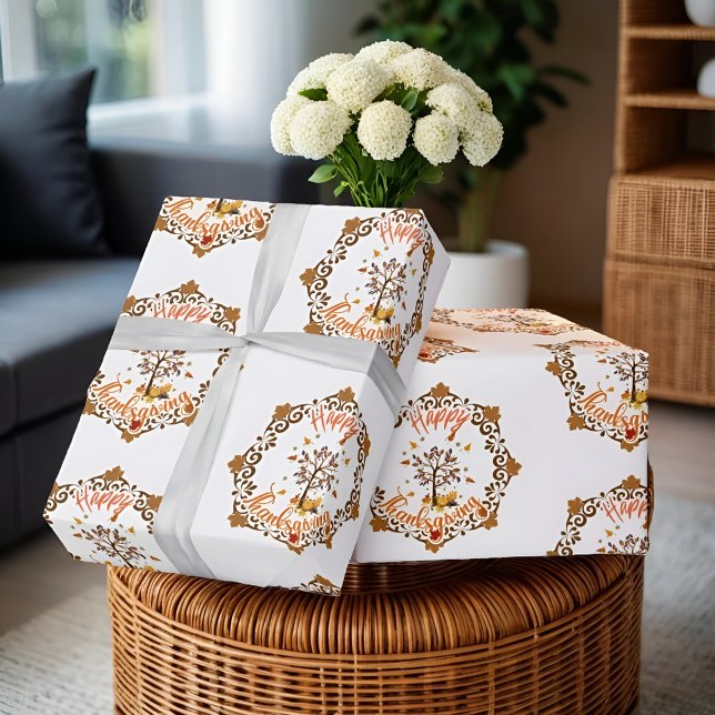 Autumn Tree Mandala Fall Foliage & Thanksgiving Wrapping Paper (Creator Uploaded)