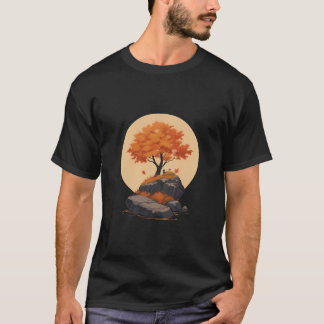 Autumn Tree Orange on Rock T-Shirt