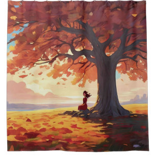 Autumn Tree Prayer Girl Shower Curtain