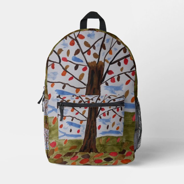 Autumn Tree Printed Backpack (Front)