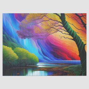 Autumn Tree Rainbow Ridge serene waters Tissue Paper