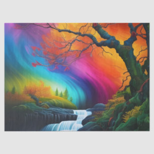 Autumn tree, Rainbow skies waterfalls  Tissue Paper