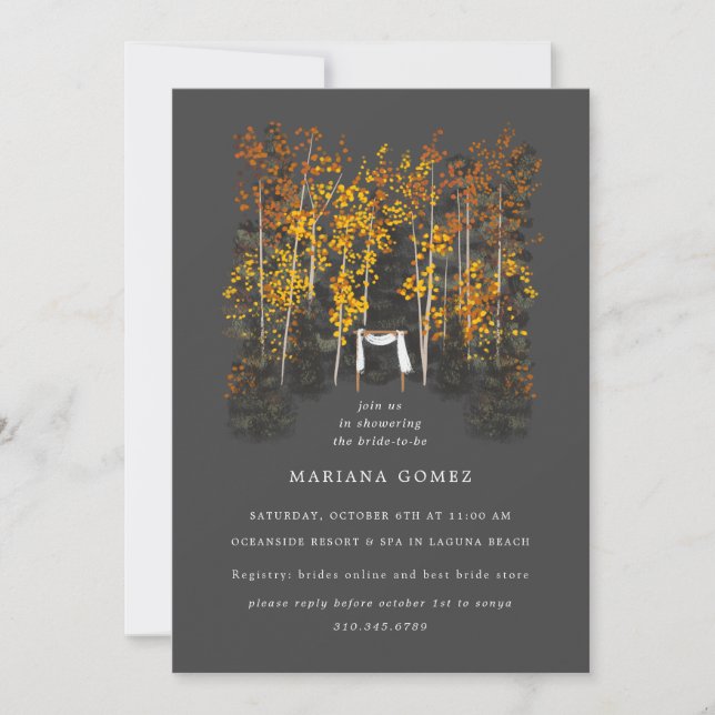 Autumn Trees Altar Wedding Grey Invitation (Front)