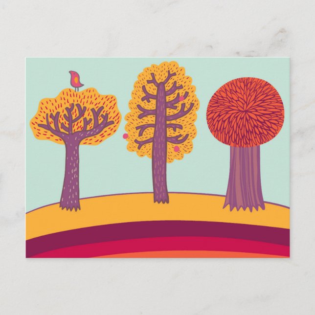 Autumn Trees And Bird Postcard (Front)