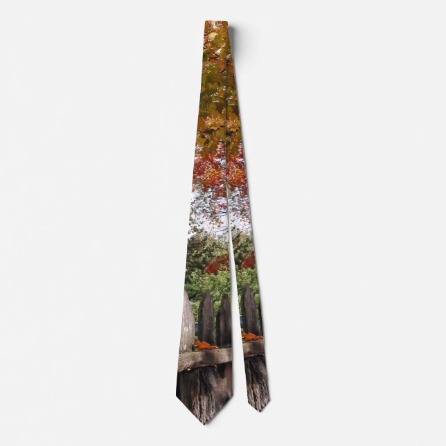 Autumn Trees and Picket Fence Tie (Front)
