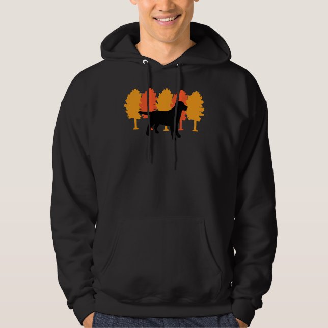 Autumn Trees Black Labrador Silhouette Hoodie (Front)
