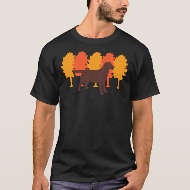 Autumn Trees Chocolate Labrador Silhouette T-Shirt (Front)