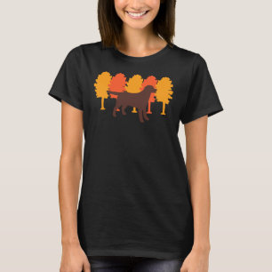Autumn Trees Chocolate Labrador Silhouette T-Shirt