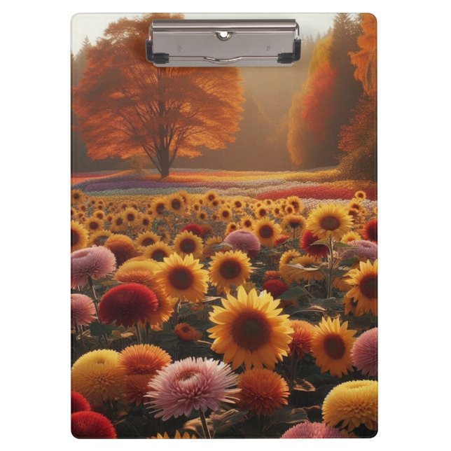 Autumn trees/field with mums clipboard (Front)